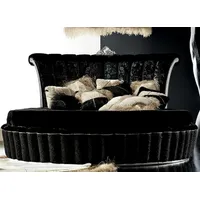 Casa Padrino Luxus Barock Rundbett Schwarz / Silber -