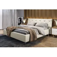KAWOLA Bett ANNY Polsterbett Leder weiß 200x200cm - Weiß