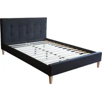 Homestyle4u Polsterbett Schwarz Textil, 140x200 cm, Schlafzimmer, Betten, Polsterbetten