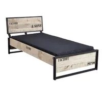 Massivmoebel24 Bett Mango 100x200x91 natur bedruckt FACTORY #137 -