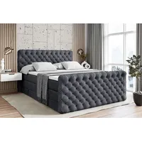 Altdecor Boxspringbett Dunkelgrau, Samt - 180x200