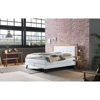Hasena Oakland, Boxspringbett, Industrial Look, Kopfteil aus Wildeiche, Used-Look