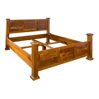 MASSIVMOEBEL24.DE Bett Akazie #132, Farbe:Hellbraun lackiert