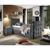 Set One by Musterring Boxspringbett "Richmond", grau (anthrazit), B:134cm