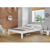 Erst-Holz Doppelbett 160x200 Futonbett Ehebett weiß Kiefer Massivholzbett Rollrost