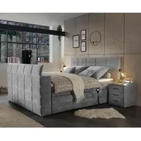 Lomadox Boxspringbett 180x200 cm, mit TV-Halterung, mit Bettkasten und