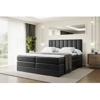 Altdecor Boxspringbett Schwarz Hochglanz, Höhe ca. 20 cm, 120x200