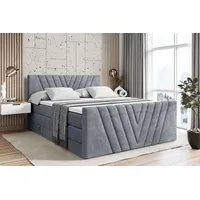 Altdecor Boxspringbett Grau, Höhe ca. 20 cm, 180x200 cm,