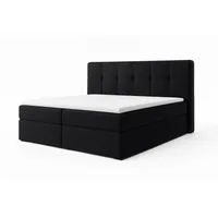 A&j möbelland Boxspringbett Schwarz Textil, H2, 140x200 cm, Schlafzimmer,