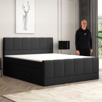 Möbel punkt Boxspringbett Dublin mit Bettkasten Taschenfederkern 180x200cm Schwarz