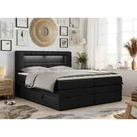 MKS Meble Boxspringbett Schwarz, Textil, 2-Sitzer, H3, Rechteckig, 160x200