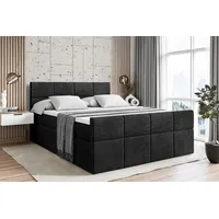 Altdecor Boxspringbett Schwarz, Höhe ca. 20 cm, 120x200 cm,