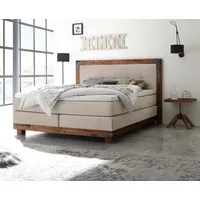 Hasena Boxspringbett HASENA "Chicago", beige (beige, akazie braun), B:178cm