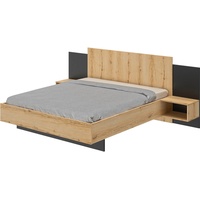 Gami Bett »Mimizan«, mit 2 Nachttischen braun