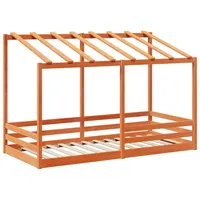VidaXL Kinderbett mit Dach Wachsbraun 80x200 cm Massivholz Kiefer