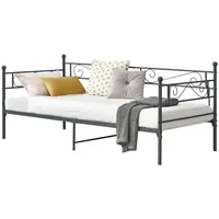 [en.casa] Metallbett Kerava 90x200 cm Dunkelgrau