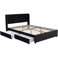 Merax Flieks Polsterbett 140x200 Doppelbett mit Gepolstertes Kopfteil -