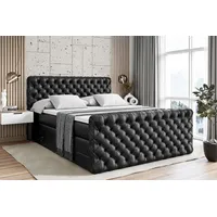 Altdecor Boxspringbett Schwarz Hochglanz, Höhe ca. 20 cm, 140x200