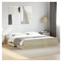 VidaXL Bettgestell mit Schubladen Sonoma-Eiche 200x200cm Holzwerkstoff