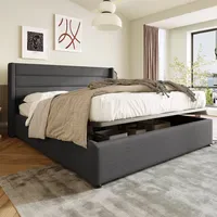 Merax Flieks Polsterbett 160x200 Stauraumbett Doppelbett mit Metallrahmen -