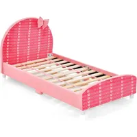 Goplus 140x70cm Kinderbett, Einzelkinderbett mit Verstellbaren Füßen & Kopfende,