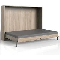 Lomadox Schrankbett 140x200 cm Eiche sägerau Jugendbett Gästebett Klappbett
