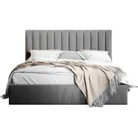 Mirjan24 Polsterbett Grau, Textil, Rechteckig, 140x200 cm, Schlafzimmer, Betten,