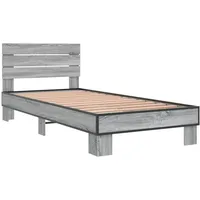 VidaXL Bettgestell Grau Sonoma 90x200 cm Holzwerkstoff und Metall