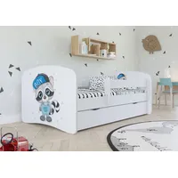 Bjird Kinderbett Jugendbett 80x180 Weiß mit Rausfallschutz Schublade und