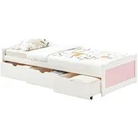 Idimex Bett Weiß, Rosa, Holz, Mode, 99x49x205 cm, FSC