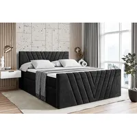 Altdecor Boxspringbett Schwarz, Höhe ca. 20 cm, 180x200 cm,