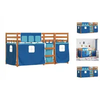 VidaXL Etagenbett mit Vorhängen Blau 90x200 cm Massivholz Kiefer