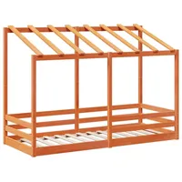 VidaXL Kinderbett mit Dach Wachsbraun 75x190 cm Massivholz Kiefer