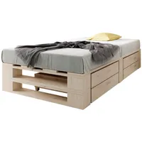 Sunnypillow Palettenbett M2 aus Holz 90 x 200 cm