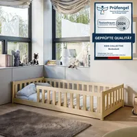 Kids Collective Kinderbett Bodenbett 90x200 cm mit Matratze, Rausfallschutz