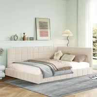 Flieks Polsterbett 140x200cm mit Lattenrost, Tagesbett Schlafsofa mit Verstellbarem