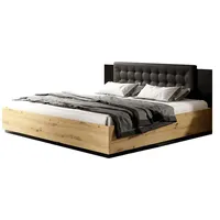 Lomadox Bettgestell SOLMS-83, Artisan Eiche Nb. mit schwarz 186/90/205