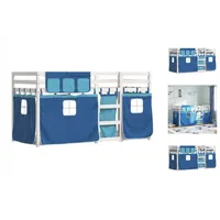 VidaXL Etagenbett mit Vorhängen Blau 75x190 cm Massivholz Kiefer