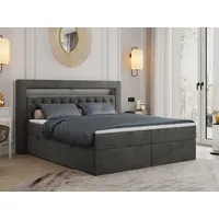 MKS Meble Boxspringbett 160x200 mit Led, Polsterbett 160x200 mit