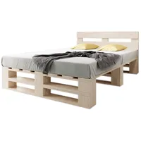 Sunnypillow Palettenbett M2 aus Holz 200 x 200 cm
