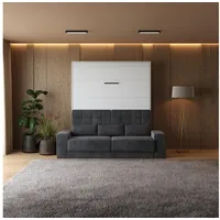 SMARTBett Schrankbett M1 180x200 Vertikal Weiss/Weiss Hochglanz inkl.Anthrazit Sofa