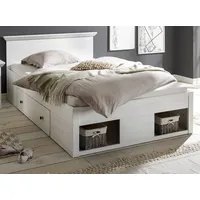 Furn.design Bett, Weiß, Holzwerkstoff, Nachbildung,Pinie, Uni, 1 Schubladen, 140x200