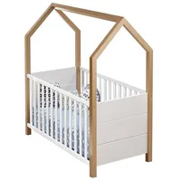 Lomadox Babybett Liegefläche 70x140 cm, Kiefer teilmassiv weiß, Birke,