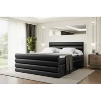 Altdecor Boxspringbett Schwarz Hochglanz, Höhe ca. 20 cm, 180x200