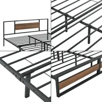 [en.casa] Metallbett Villach 180x200 cm Schwarz Walnuss-Optik