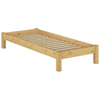 Erst-Holz Futonbett Kiefer massiv 100x200 Einzelbett Holz Bettrahmen Federleisten-Rollrost