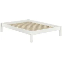 Erst-Holz Erst-Holz® Weißes Bettgestell Kiefer Doppelbett 140x200, Massivholzbett mit