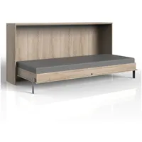 Lomadox Schrankbett 90x200 cm horizontal Jugendbett Gästebett Klappbett Eiche