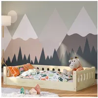 Bellabino Bodenbett Miera 80x160 cm, Montessori Kinderbett Natur lackiert,