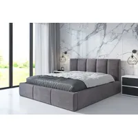 A&j möbelland Polsterbett Grau Textil, H2, 180x200 cm, Schlafzimmer,